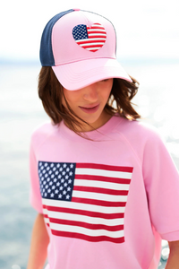 Flag Short Sleeve Sweatshirt - Pink