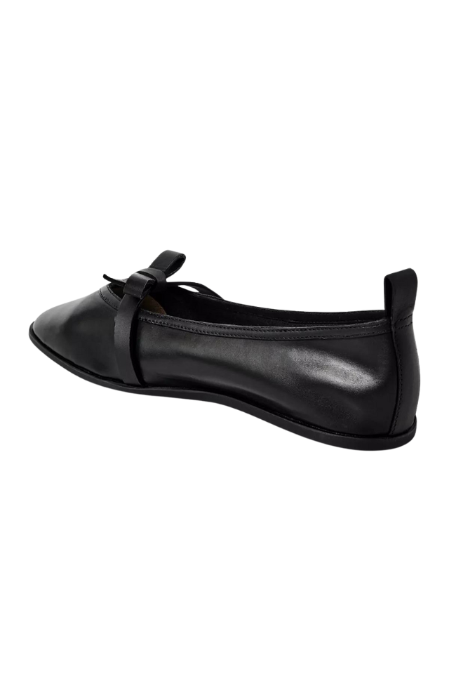 Free People Mania Bow Flat - Black Leather