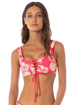 Maaji Light Pink Flower Red Dazzle Top - Red