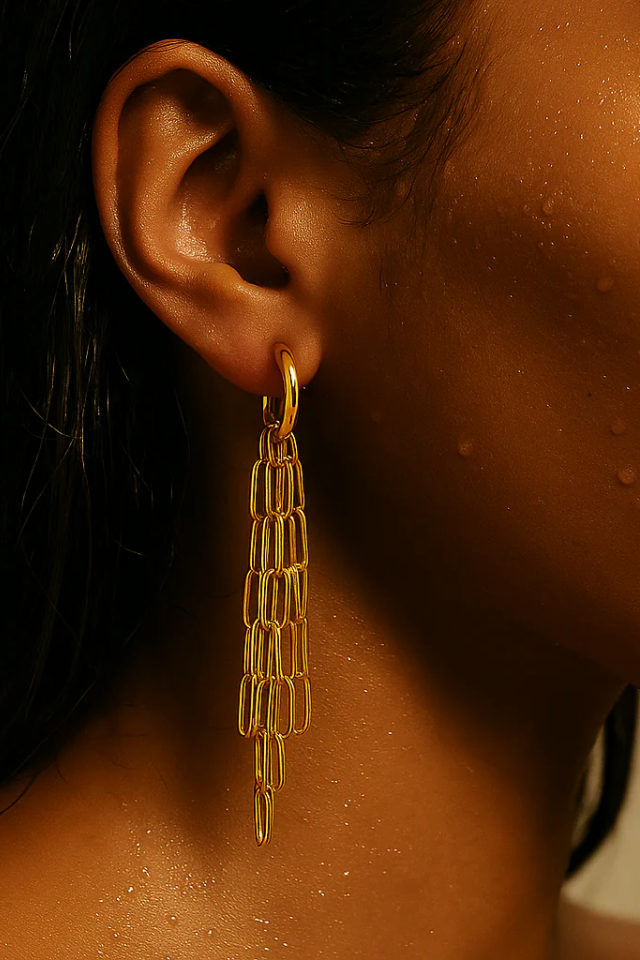 Ellie Vail Olandria Drop Chain Huggie Hoop Earring - Gold