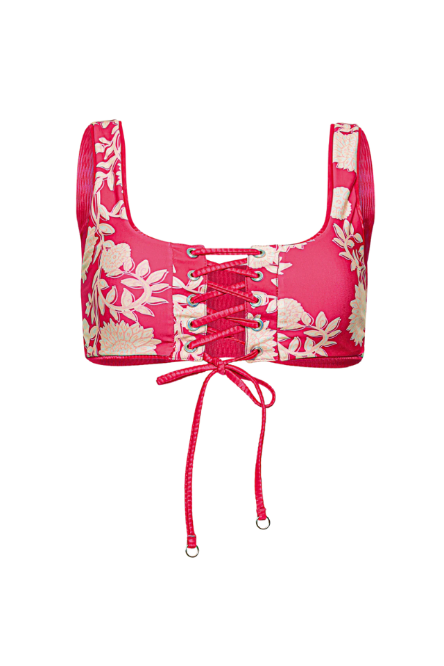 Maaji Light Pink Flower Red Dazzle Top - Red