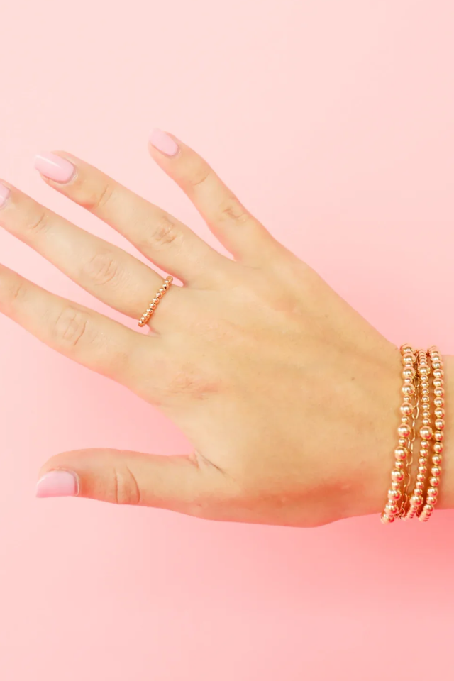 BB Ella 2.5mm Beaded Band Ring - Gold