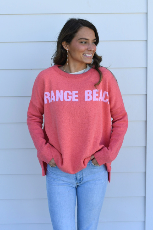 Everyday Relaxed Sweater Orange Beach - Coral/Light Pink