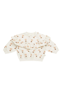 Quincy Mae Ruffle Fleece Sweatshirt - Tulips