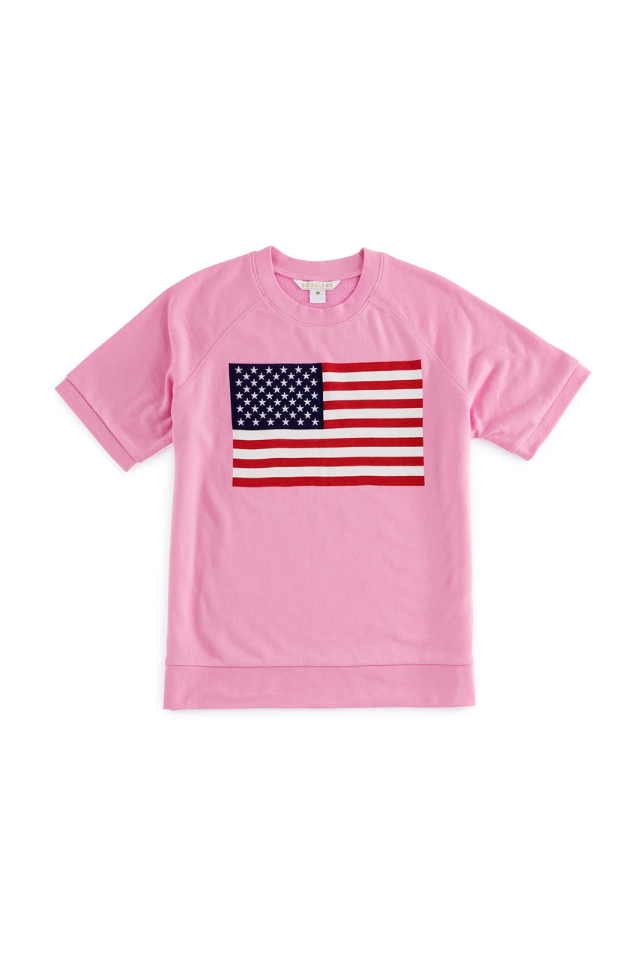 Flag Short Sleeve Sweatshirt - Pink