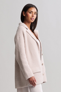 Barefoot Dreams CozyChic Rib Oversized Notch Collar Blazer - Stone