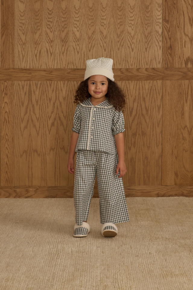 Rylee + Cru Ruffle Pajamas - Evergreen Gingham