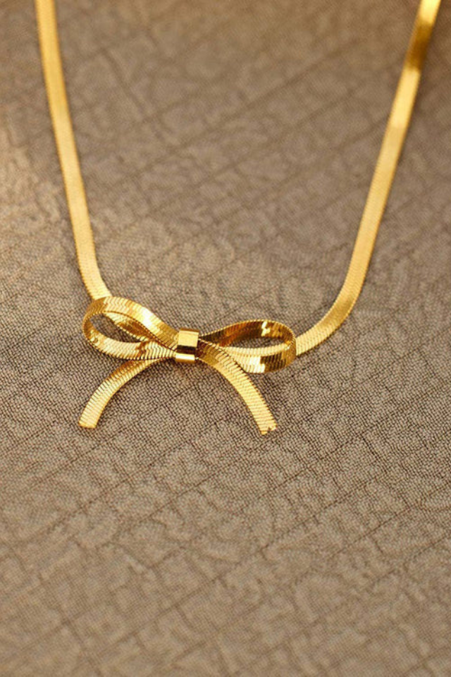 SB Bow Herringbone Necklace 18K Necklace