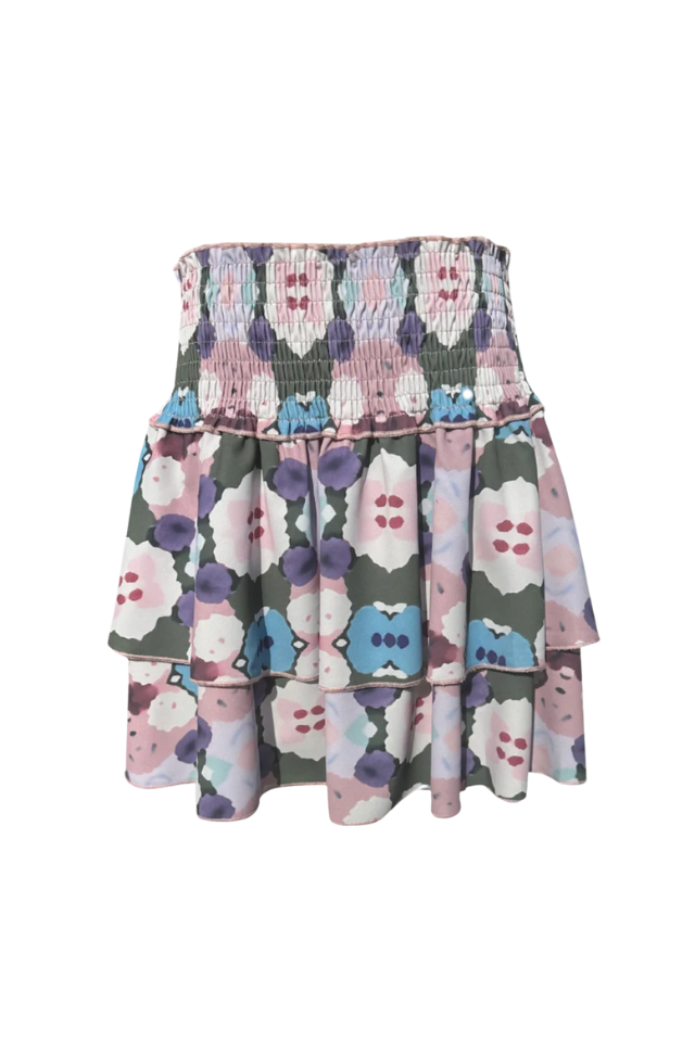 Pleat Scottie Skirt - Teal Ink Blot
