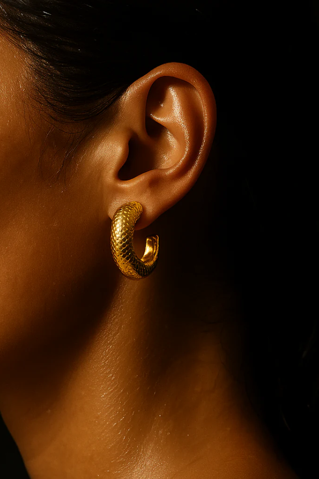 Ellie Vail Nella Fish Scale Medium Hoop Earring - Gold
