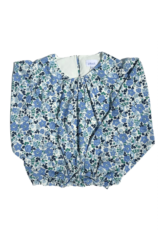 Pleat Wren Top - Blue Floral - Size 14