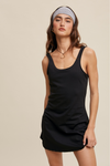 Listicle Flare Active Dress with Shorts - Black