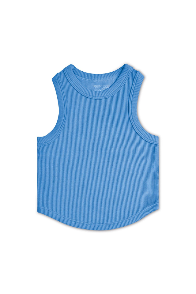 iScream Cropped Ribbed Racerback Tank - Ice Blue