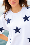 Stars Short Sleeve Sweatshirt - White/Navy