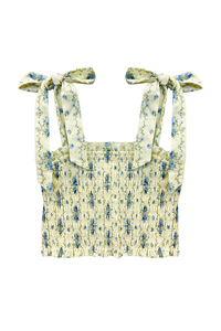 KatieJ NYC Sunny Tie Top - Creme Stripe Floral