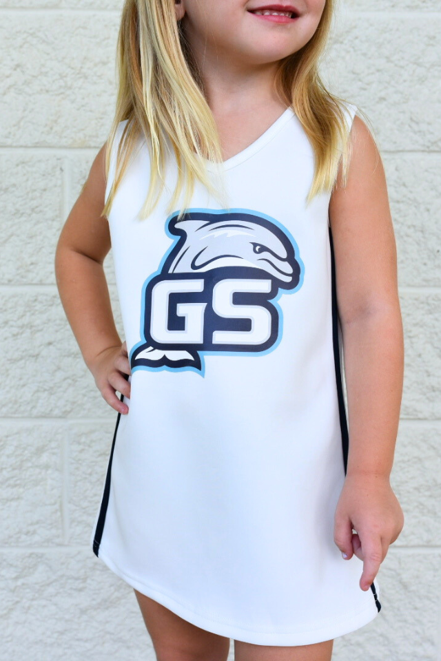 Scarlet & Gold Cheer Dress White Navy Gulf Shores