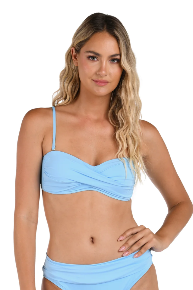 La Blanca Island Goddess Twist Bandeau - Crystal Blue