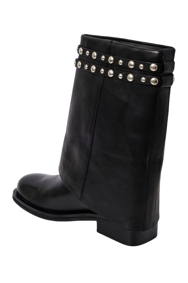 Free People Scorpio Studded Foldover - Black Leather