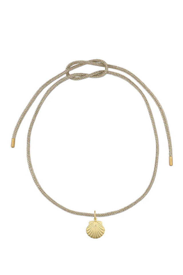 HART Lurex Necklace Cord Gold Scallop Shell Charm