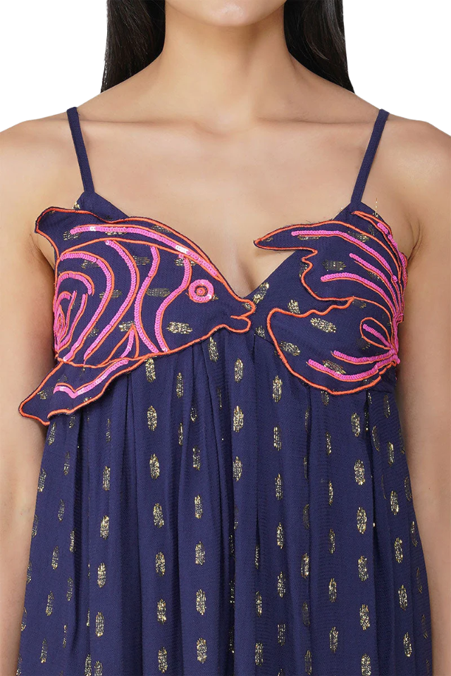 A&B Bowfin Fish Embellished Lurex Dress