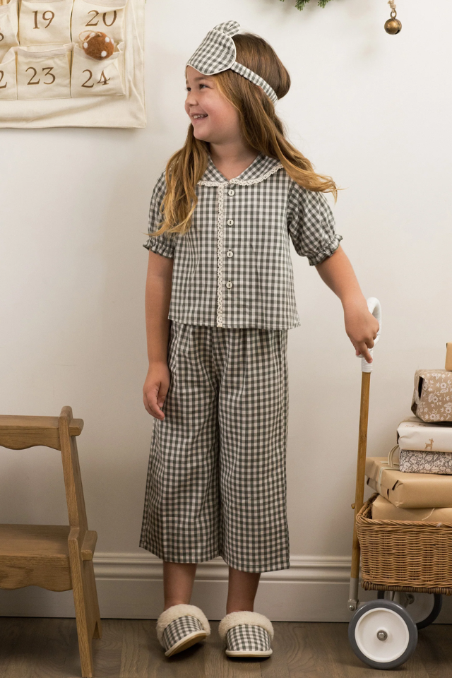 Rylee + Cru Ruffle Pajamas - Evergreen Gingham