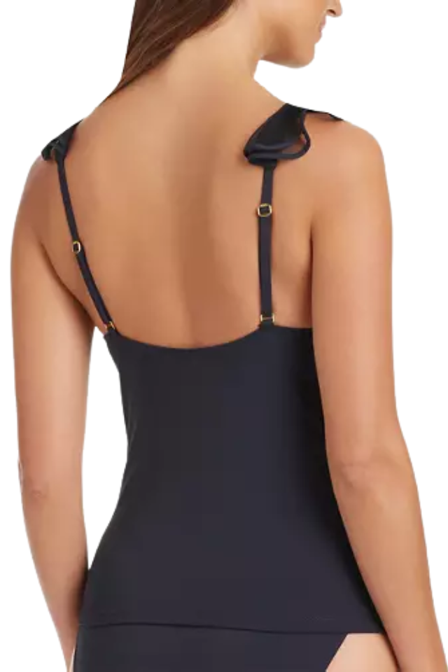 Bleu Ruffle OTS Tankini - Black