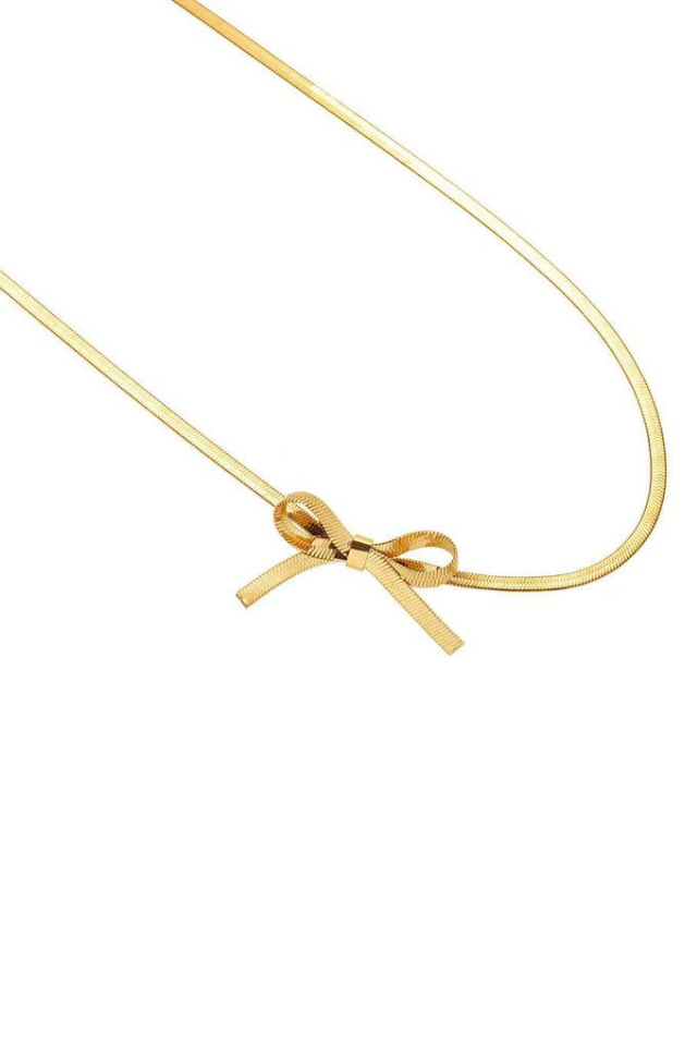 SB Bow Herringbone Necklace 18K Necklace