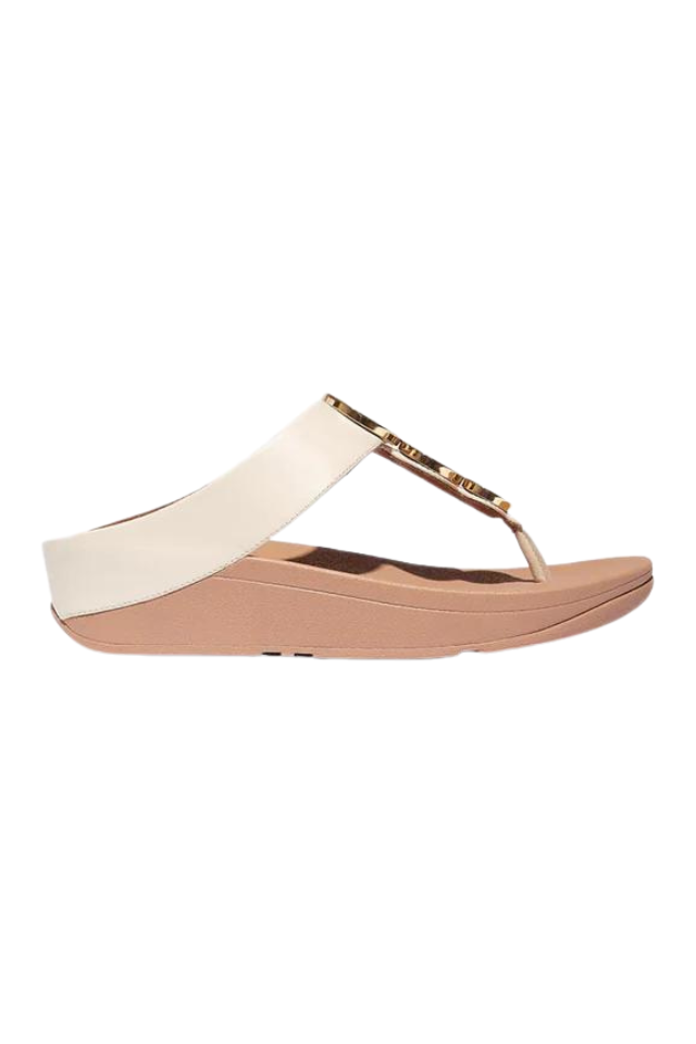 Fit Flop Fino Resin Hoop Leather Toe Post Sandals - Paris Beige