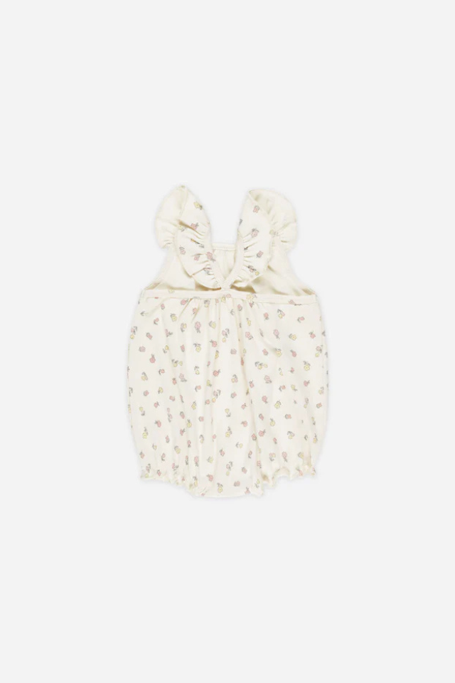 Quincy Mae Ribbed Ruffle Romper - Fleur