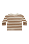 Quincy Mae Long Sleeve Henley Tee - Cinnamon Stripe