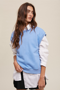 Listical Short Sleeve Boxy Crew Neck Sweater - Bright Blue