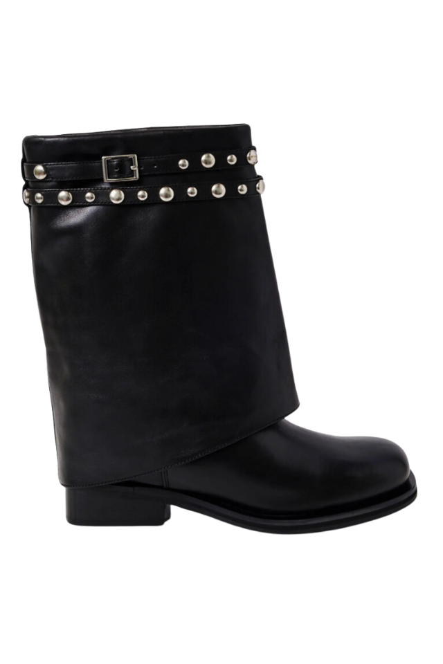 Free People Scorpio Studded Foldover - Black Leather