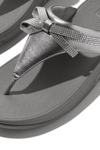 Fit Flop Lulu Glitz Bow Leather Toe Post Sandal - Silvereen