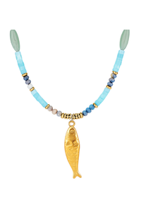 Ellie Vail Akira Beaded Fish Pendant Necklace - Gold
