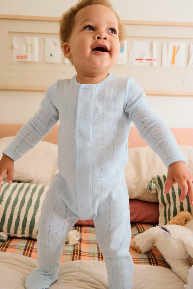 Magnetic Me Pointelle Footie - Love Lines Blue