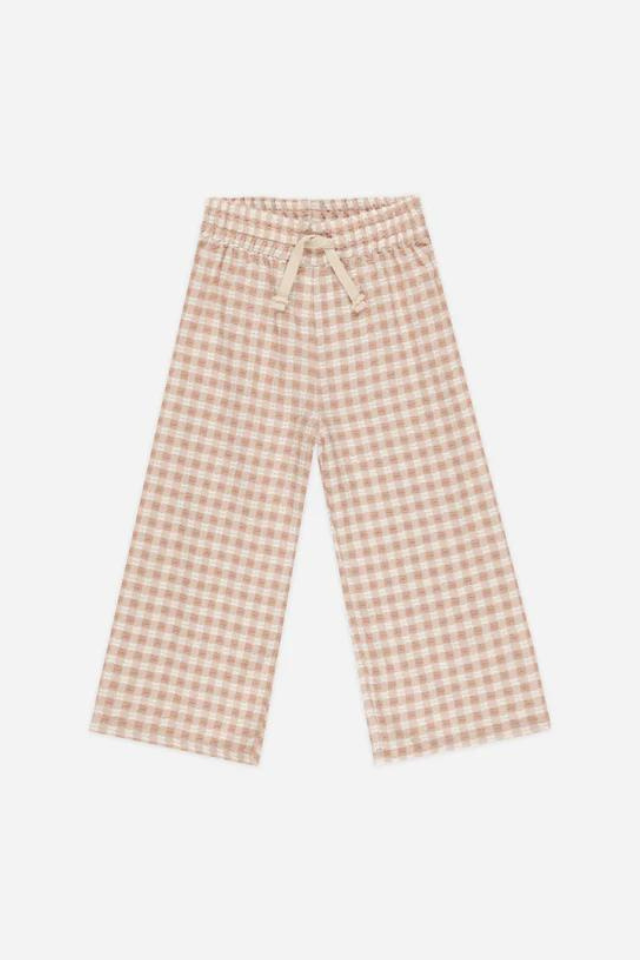 Rylee + Cru Wide Leg Pant - Pink Gingham