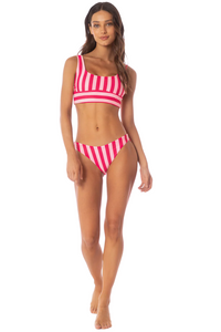 Maaji Apple Stripes Donna Top - Red Overflow