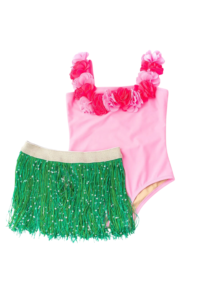 SC Hula Lei 1pc and Skirt - Light Pink