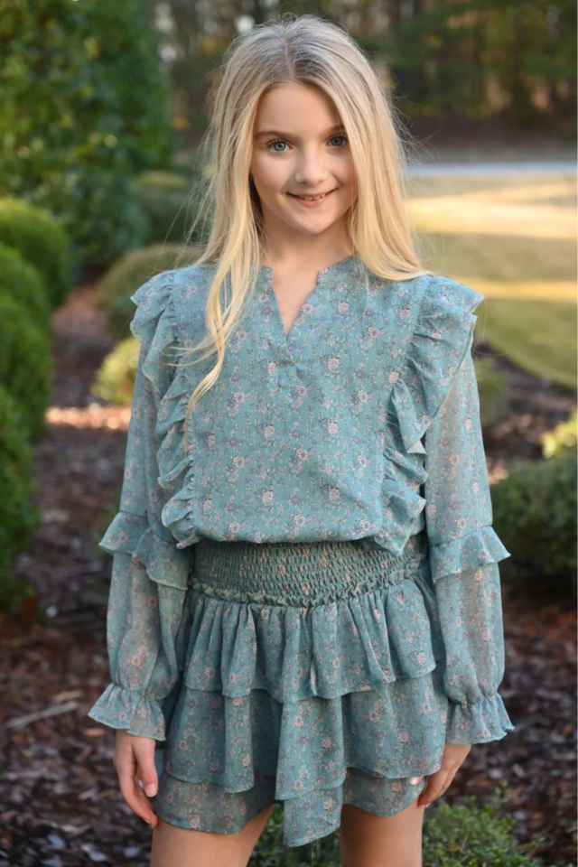 Pleat Campbell Dress - Whimsy Teal