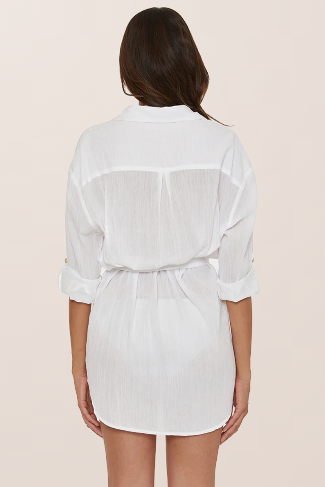 Becca Gauzy Shirt Dress - White