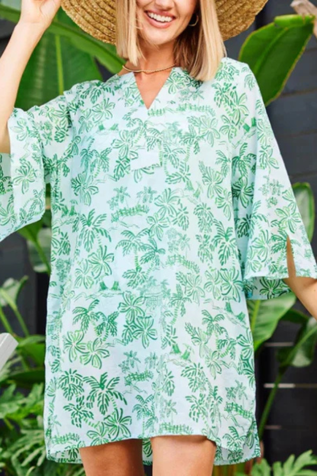 Mary Square Elizabeth Caftan - Island Oasis Green