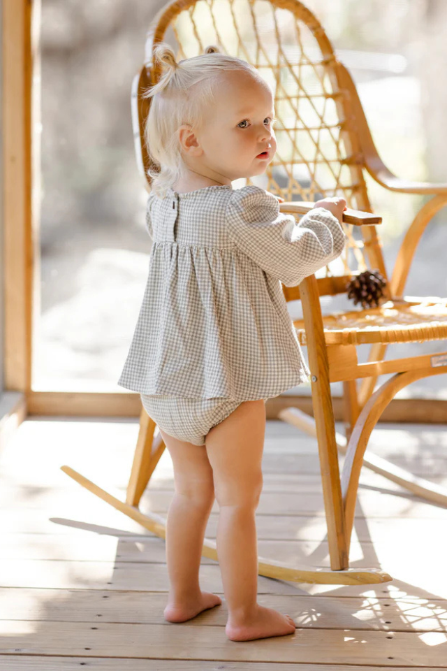 Rylee + Cru Sophia Top + Bloomer Set - Forest Gingham