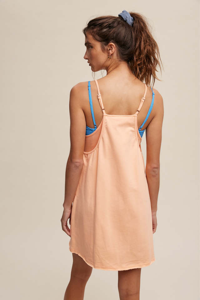 Listicle Sporty Mini Dress with Built in Romper Peach