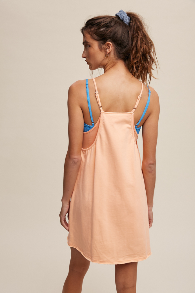 Listicle Sporty Mini Dress with Built in Romper - Peach