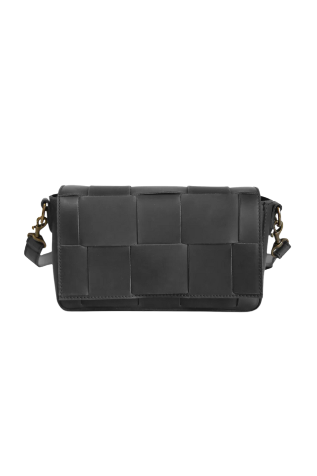 Able Mini Flap Woven Crossbody - Black