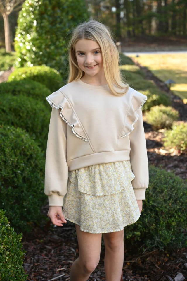 Pleat Livvy Sweatshirt- Beige
