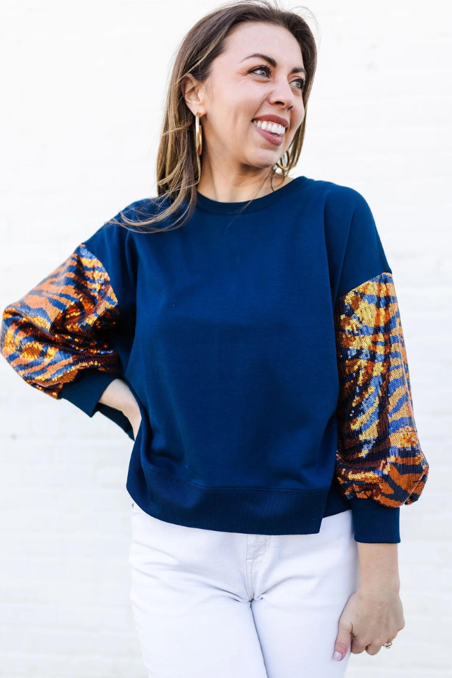 MS Millie Sweatshirt - Navy & Orange