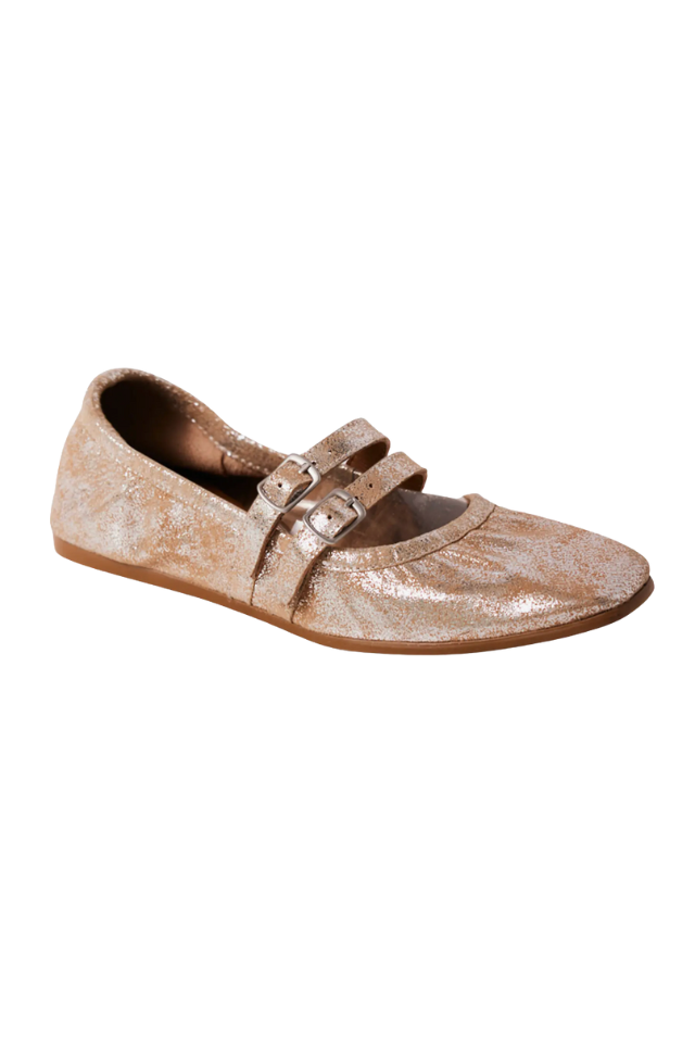 Free People Gemini Ballet Flat - Champagne Metallic