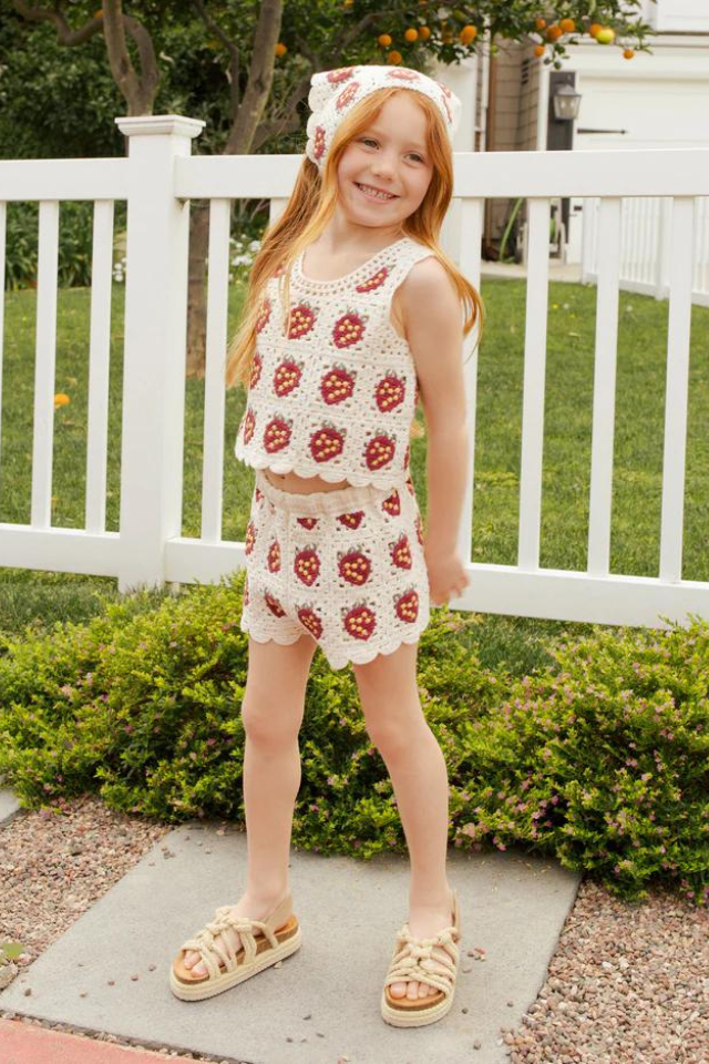 Rylee + Cru Crochet Tank Set - Strawberry