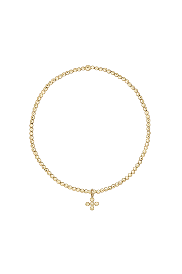 enewton Classic Gold 2mm Bead Bracelet - Classic Beaded Signature Cross Small Gold Charm